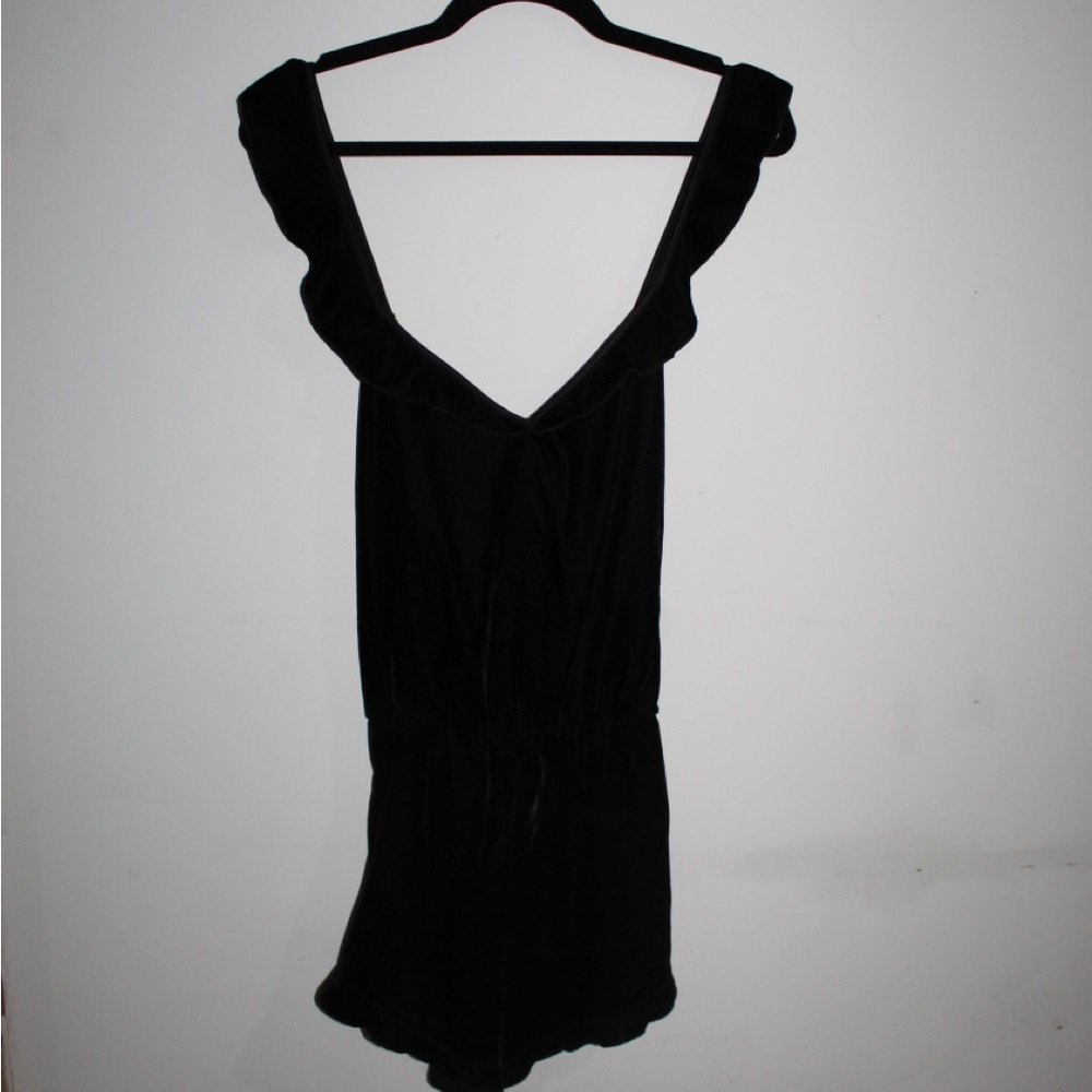 Black velvet ruffle sleeve Victoria secret romper